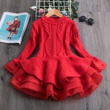 Load image into Gallery viewer, Winter Knitted Chiffon Girl Dress Christmas Party Long Sleeve Children Clothes Kids Dresses For Girls New Year Clothing