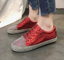 Load image into Gallery viewer, Sneakers Women Flats Golden Silver Shoes Rhinestone Bling Casual Shoes Korean Luxury Creepers Superstar Shoes Streetwear