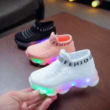 Load image into Gallery viewer, Kids Sneakers Children Baby Girls Boys Letter Mesh Led Luminous Socks Sport Run Sneakers Shoes Sapato Infantil Light Up Shoes