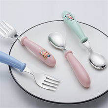 Load image into Gallery viewer, Baby Gadgets Tableware Set Children Utensil Stainless Steel Toddler Dinnerware Cutlery Cartoon Infant Food Feeding Spoon Fork