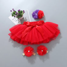 Load image into Gallery viewer, Baby girl tutu skirt 2pcs tulle lace bloomers diaper cover Newborn infant outfits  Mauv headband flower set Baby mesh bloomer