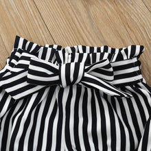 Load image into Gallery viewer, Toddler Infant Baby Girls Stripe Outfits Children Girl Romper Bowknot Shorts Headbands Set Summer Kids Set Baby Kleding Meisje