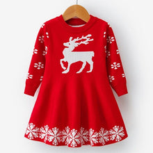 Load image into Gallery viewer, Kids Dresses For Girls Long Sleeve Deer Snowflake Print Dress New Year Costume Princess Dress Kids Christmas Clothes Vestidos