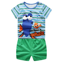 Load image into Gallery viewer, Baby Boys Clothing Sets Baseball Uniform 2pcs/Set  Baby Girls Clothes Cartoon Blue Whale Short Sleeve Infant Cotton Underwear
