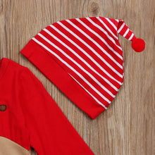 Load image into Gallery viewer, 2Pcs Newborn Baby Boys Girl Christmas Rompers Long Sleeve Deer Romper Jumpsuit Hat Sleepwear Party Costume Baby Clothes