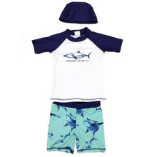Load image into Gallery viewer, Baby 3pcs/set Boys Swimming Suits Beachwear Swimsuit Kids Boys Swim Caps Shirts Pants