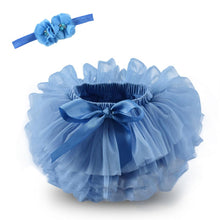 Load image into Gallery viewer, Baby girl tutu skirt 2pcs tulle lace bloomers diaper cover Newborn infant outfits  Mauv headband flower set Baby mesh bloomer