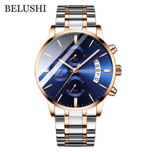 Load image into Gallery viewer, BELUSHI Fashion Men's Quartz Watch Chronograph Sport Men Watches Top Brand Luxury Full Steel Waterproof Clock Male Wristwatch