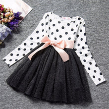Load image into Gallery viewer, Dot Long Sleeve Dress For Girls Clothing Child Costume Baby Girl Clothing Teenager School Daily Wear Sashes Kids Casual Clothes