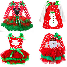 Load image into Gallery viewer, New Year Baby Girl Christmas Dress Girl's Merry Christmas Dress Children Kids Cotton Dot Dress Girls Tutu Santa Clus Costume