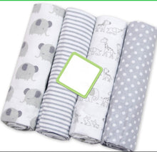 Load image into Gallery viewer, 4Pcs/Lot Baby Blankets Newborn Muslin Diapers 100% Cotton Baby Swaddle Blanket for Newborns Photography Kids Muslin Swaddle Wrap