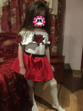 Load image into Gallery viewer, Baby Girls Suit Set Toddler Baby Girls Sleeveless Off Shoulder Embroidery Rose Tops+Skirts Outfits