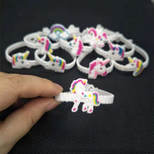 Load image into Gallery viewer, 10pcs Unicorn Party Decoration Rubber Bangle Bracelet Unicorn Birthday Party Decorations Kids Gifts Baby Shower Unicornio Party