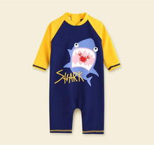 Load image into Gallery viewer, Swimwear Baby Kids Long Sleeve Blue Fish Baby Boy Swimwear Suits One Piece Swimsuit Baby Swimsuit Bathing Suits 80-130cm Baby