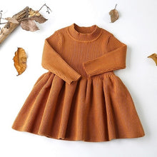 Load image into Gallery viewer, Baby Dresses For Girls Autumn Winter Long Sleeved Knit princess dress Lotus Leaf Collar Pocket Doll Dress Girls Baby Clothing