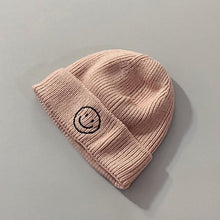 Load image into Gallery viewer, Baby Hat Solid Color Boy Girl Cartoon Smile Embroidery Winter Kids Knitted Hats Children  Warm Beanies Child Caps For Babies