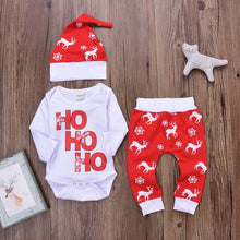 Load image into Gallery viewer, Toddler Kids Plus Size Clothes Sets Infant Baby Boys Girls Romper Letter Print Long Sleeve Tops Pants Christmas Deer Outfits Set