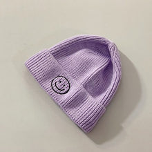 Load image into Gallery viewer, Baby Hat Solid Color Boy Girl Cartoon Smile Embroidery Winter Kids Knitted Hats Children  Warm Beanies Child Caps For Babies