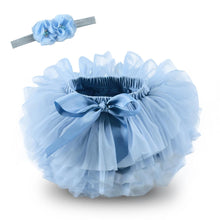Load image into Gallery viewer, Baby girl tutu skirt 2pcs tulle lace bloomers diaper cover Newborn infant outfits  Mauv headband flower set Baby mesh bloomer