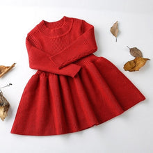Load image into Gallery viewer, Baby Dresses For Girls Autumn Winter Long Sleeved Knit princess dress Lotus Leaf Collar Pocket Doll Dress Girls Baby Clothing