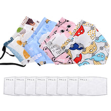 Load image into Gallery viewer, 4pc Children Facemask + 8pc Filters Cartoon Kids Maske Face Cover