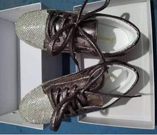 Load image into Gallery viewer, Sneakers Women Flats Golden Silver Shoes Rhinestone Bling Casual Shoes Korean Luxury Creepers Superstar Shoes Streetwear