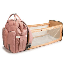 Load image into Gallery viewer, Baby Infant Nappy Changing Bag Portable Large Capacity Folding Crib Diaper Backpack Stroller Straps Pad for Travel Outdoor 28GD