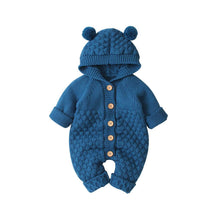 Load image into Gallery viewer, Children's Fur Ball Hooded Knitted One-piece Romper