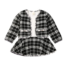 Load image into Gallery viewer, 2Pcs Autumn Winter Party Kids Clothes For Baby Girl Fashion Pageant Plaid Coat Tutu Dress Outfits Suit Toddler Girl Clothing Set