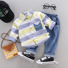 Load image into Gallery viewer, Fashion baby boys clothes spring children clothing gentleman baby boy striped shirt+jeans 2pcs set Newborn baby boy clothes