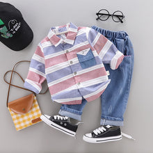 Load image into Gallery viewer, Fashion baby boys clothes spring children clothing gentleman baby boy striped shirt+jeans 2pcs set Newborn baby boy clothes
