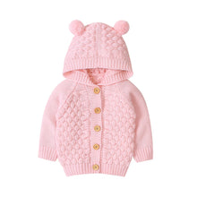 Load image into Gallery viewer, Children's Sweater Fur Ball Hooded Knitted Jacket