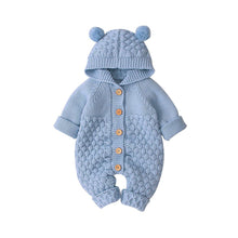 Load image into Gallery viewer, Children's Fur Ball Hooded Knitted One-piece Romper