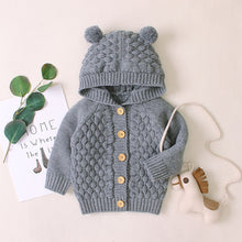 Load image into Gallery viewer, Children's Sweater Fur Ball Hooded Knitted Jacket