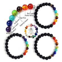 Load image into Gallery viewer, 7 Chakra Beaded Bracelet Men Natural Lava Stone Healing Balance Beads Reiki Buddha Prayer Yoga Diffuser Bracelet Women Jewelry