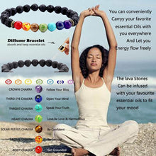 Load image into Gallery viewer, 7 Chakra Beaded Bracelet Men Natural Lava Stone Healing Balance Beads Reiki Buddha Prayer Yoga Diffuser Bracelet Women Jewelry