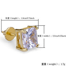 Load image into Gallery viewer, Hip Hop Bling Stud Earrings Gold/Silver Color Iced Out Micro Pave 8mm CZ Stone Lab D Earrings