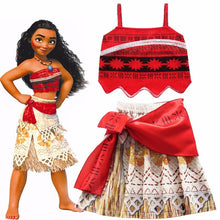 Load image into Gallery viewer, Girls Moana Cosplay Costume for Kids Vaiana Princess Dress Clothes with Necklace for Halloween Costumes Gifts for Girl