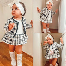 Load image into Gallery viewer, 2Pcs Autumn Winter Party Kids Clothes For Baby Girl Fashion Pageant Plaid Coat Tutu Dress Outfits Suit Toddler Girl Clothing Set