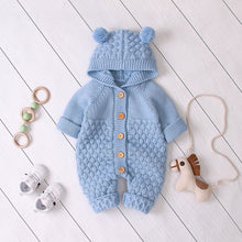Load image into Gallery viewer, Children's Fur Ball Hooded Knitted One-piece Romper