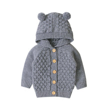 Load image into Gallery viewer, Children's Sweater Fur Ball Hooded Knitted Jacket