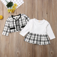 Load image into Gallery viewer, 2Pcs Autumn Winter Party Kids Clothes For Baby Girl Fashion Pageant Plaid Coat Tutu Dress Outfits Suit Toddler Girl Clothing Set