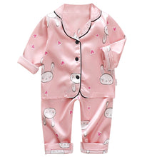 Load image into Gallery viewer, LJW Children&#39;s pajamas set Baby suit Kids Clothes Toddler Boys Girls Ice silk satin Tops Pants Set home Wear Kids pajamas
