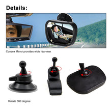 Load image into Gallery viewer, 2 in 1 Mini Safety Car Back Seat Baby View Mirror Adjustable Baby Rear Convex Mirror Car Baby Kids Monitor
