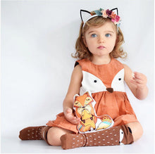 Load image into Gallery viewer, 1-5Years old Casual Baby Girls Clothes. Cute Toddler Kids Fox Dress. Summer Sleeveless Party Dress Children Cotton Clothing
