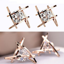 Load image into Gallery viewer, Women&#39;s earrings 2019 Europe and the new jewelry geometric hollow square triangle zircon earrings fashion banquet jewelry
