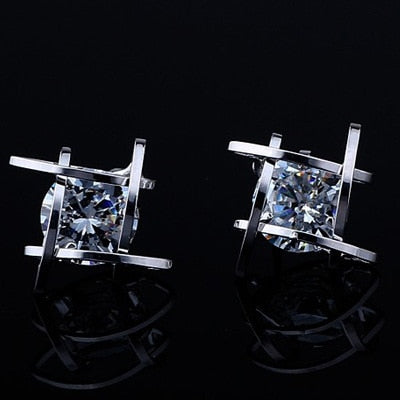 Women's earrings 2019 Europe and the new jewelry geometric hollow square triangle zircon earrings fashion banquet jewelry