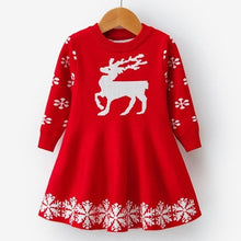 Load image into Gallery viewer, Kids Dresses For Girls Long Sleeve Deer Snowflake Print Dress New Year Costume Princess Dress Kids Christmas Clothes Vestidos
