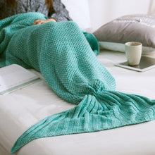 Load image into Gallery viewer, Mermaid Tail Blanket Handmade Knitted Sleeping Bag For Home TV Sofa Bed Mermaid Tail Blanket sute for Kids Adult Baby
