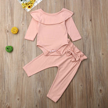 Load image into Gallery viewer, 2PCS Toddler Kids Baby Girls Ruffle Bodysuit Romper Tops Pants Winter Outfits Clothes
